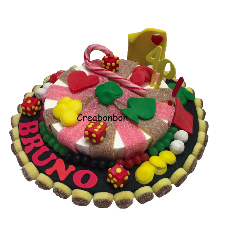 Gâteau de bonbons thème Poker